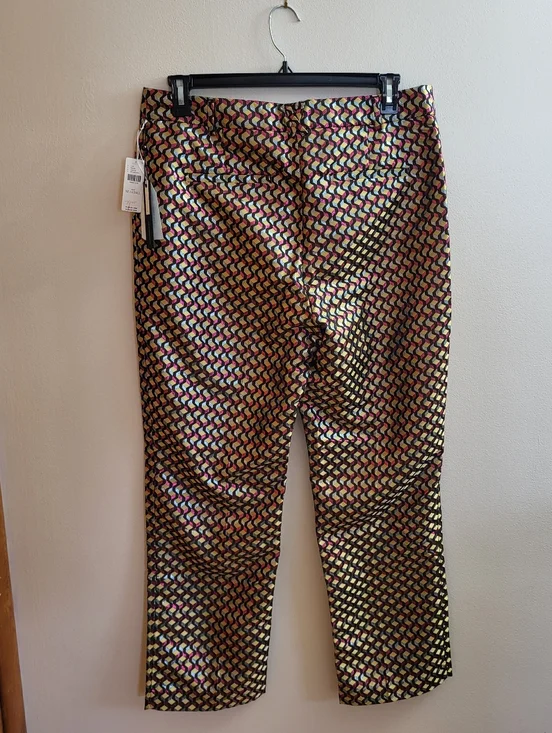 Anthropologie Essential Slim Geometric Jacquard Pants Size 14 Tall NWT - Picture 7 of 12